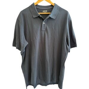 Lands' End Mens Polo Shirt XL Black Short Sleeve Cotton Classic Fit